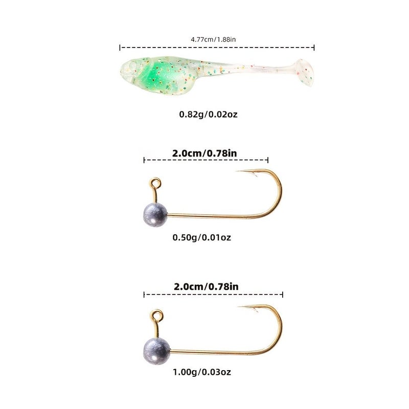 44 Pcs Micro Soft Bait Set With Clip On Tadpole Jig Heads - Image 3