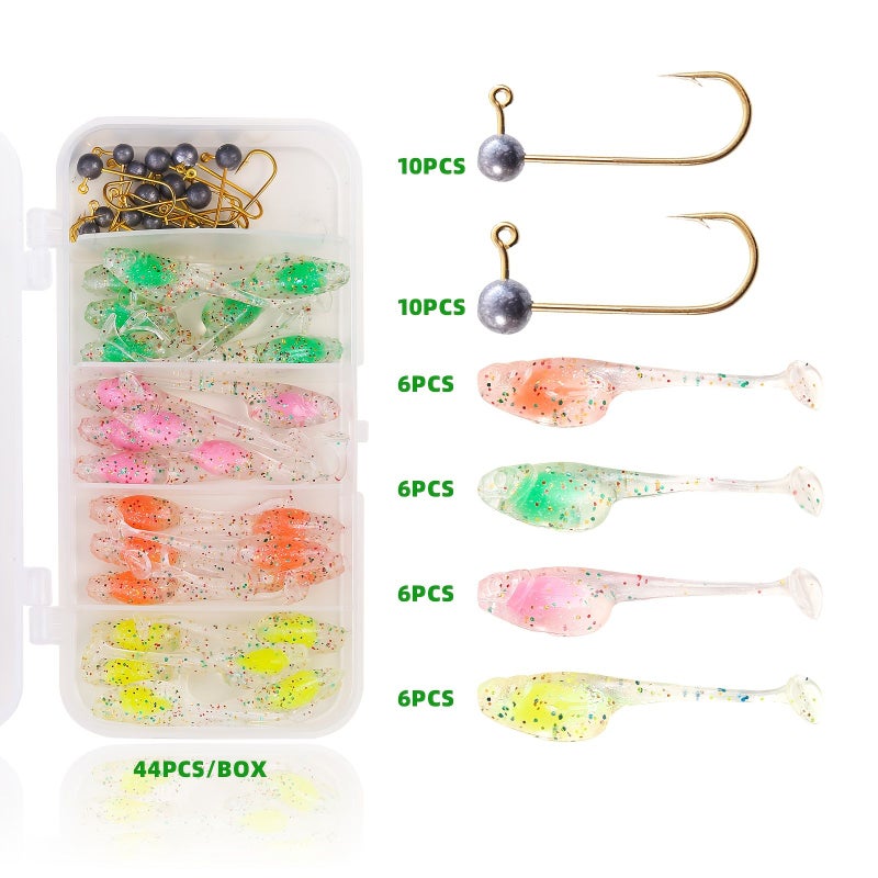 44 Pcs Micro Soft Bait Set With Clip On Tadpole Jig Heads - Image 2
