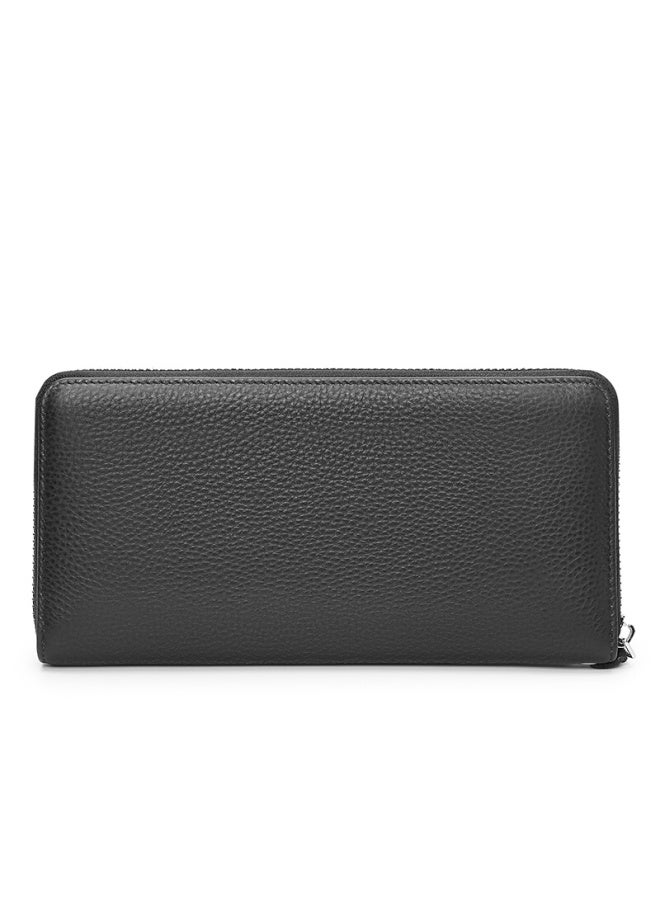 Scarecrow Men's Handbag, Top-grain Leather, Large Capacity Clutch, Multi-card Slots, Zipper Envelope Bag, Handheld Wallet, Birthday Gift - Image 4