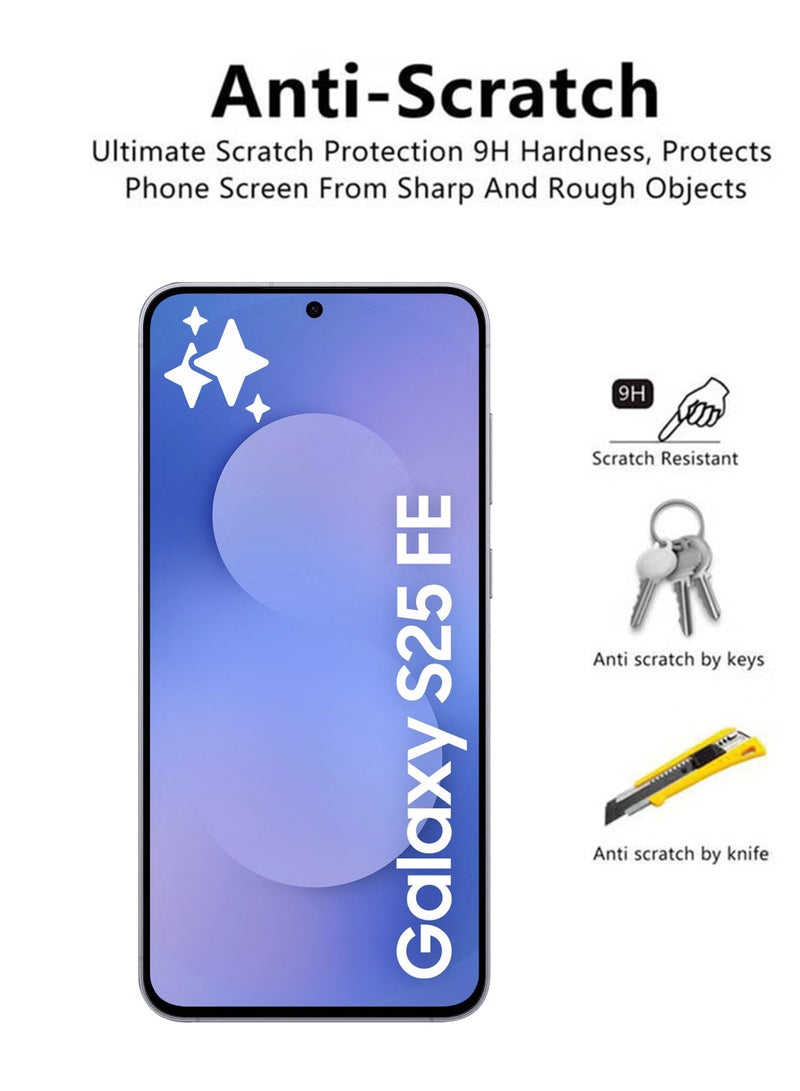 2 Pack Samsung Galaxy S25 FE Screen Protector | Tempered Glass Compatible with Samsung Galaxy S25 FE| Screen Protector Full HD Quality Tempered Glass Anti-Scratch Edge to Edge Coverage with Easy Installation Kit - Black - Image 3