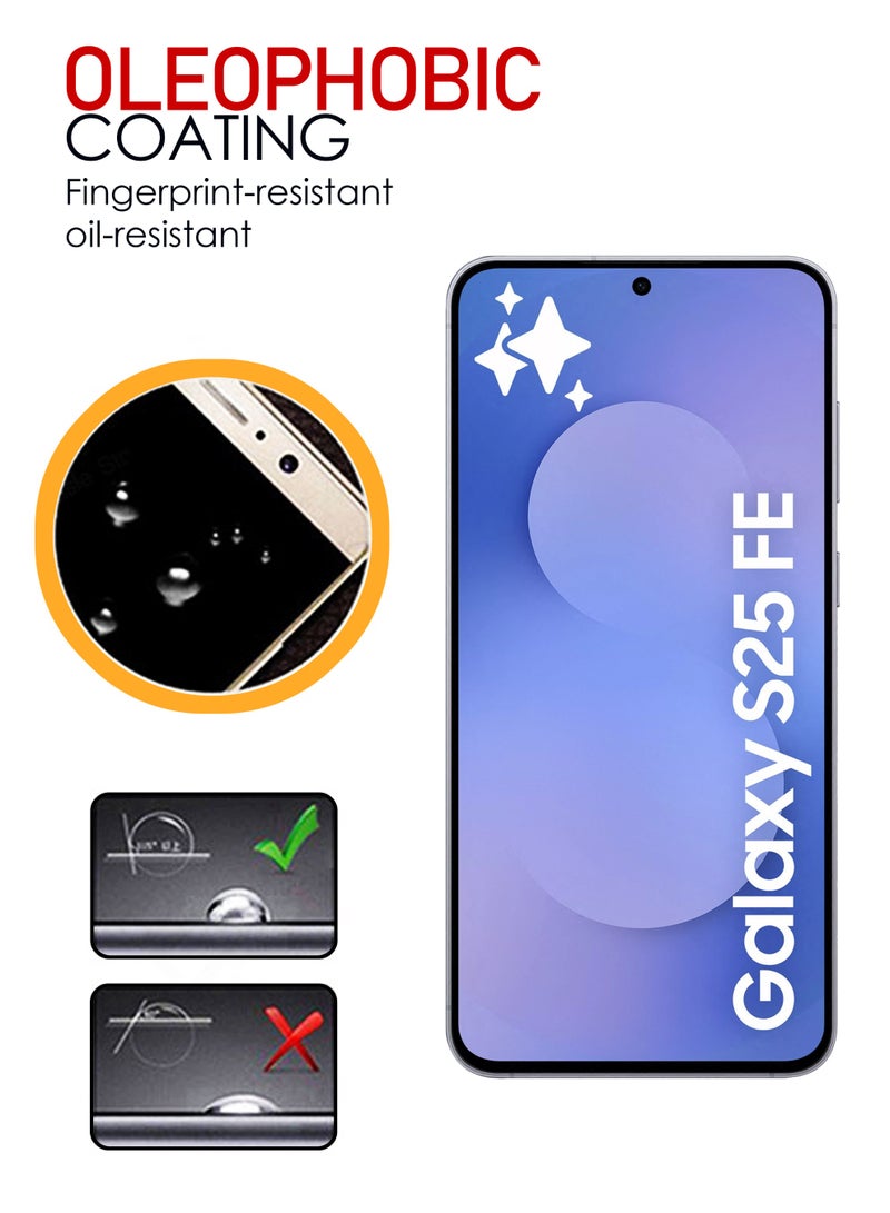 2 Pack Samsung Galaxy S25 FE Screen Protector | Tempered Glass Compatible with Samsung Galaxy S25 FE| Screen Protector Full HD Quality Tempered Glass Anti-Scratch Edge to Edge Coverage with Easy Installation Kit - Black - Image 4