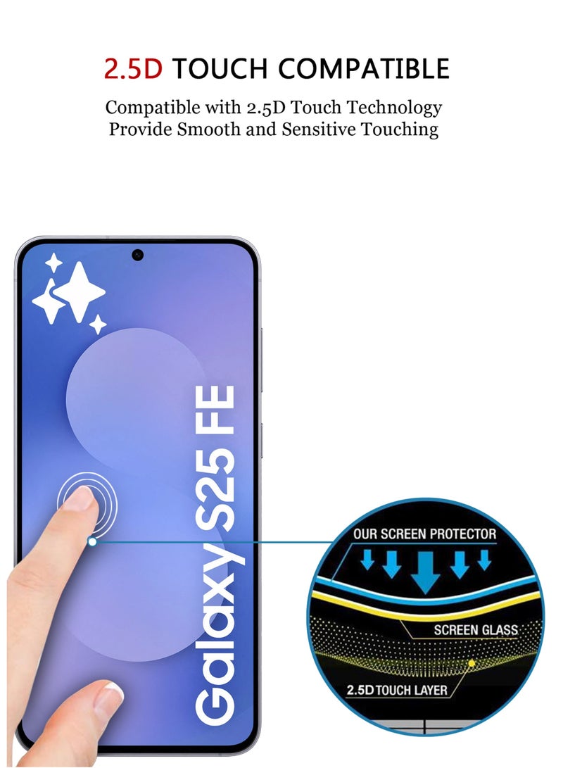 2 Pack Samsung Galaxy S25 FE Screen Protector | Tempered Glass Compatible with Samsung Galaxy S25 FE| Screen Protector Full HD Quality Tempered Glass Anti-Scratch Edge to Edge Coverage with Easy Installation Kit - Black - Image 5