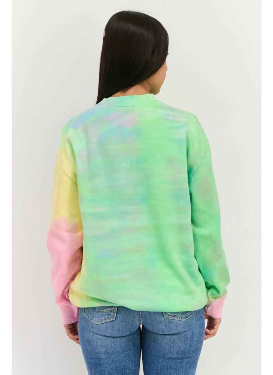 Misfit Women Crew Neck Tie Dye Print Long Sleeves Sweatshirt, Multicolor  - Image 3