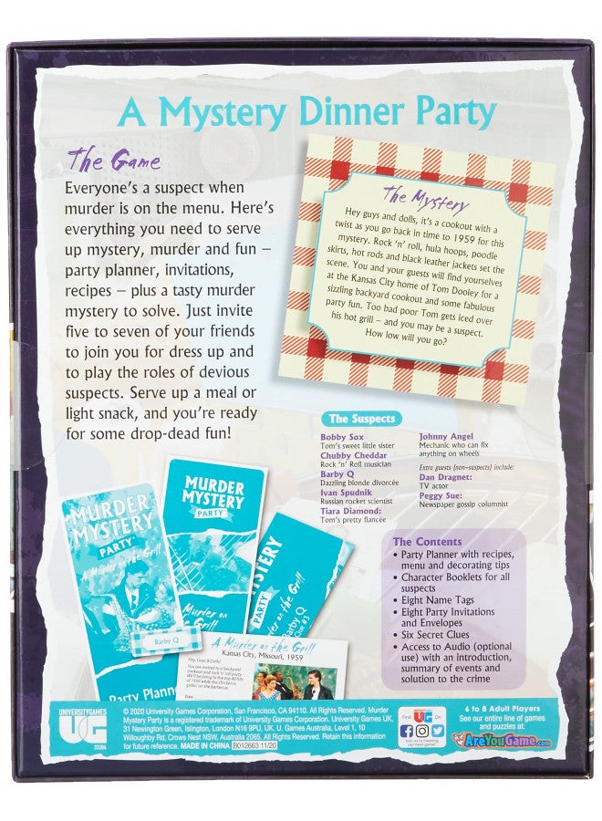 University Games Murder Mystery Party Games - A Murder on the Grill, Host Your Own Cookout Murder Mystery Dinner for 8 Adult Players, Solve the Case with Crime Scene Clues, 18 Years and Up  - Image 2