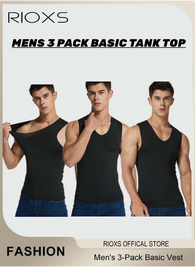 RIOXS - Men's 3-Pack Basic Workout Tank Top Set Athletic Muscle Tops Bodybuilding Quick Dry Sleeveless T-Shirt - Image 1