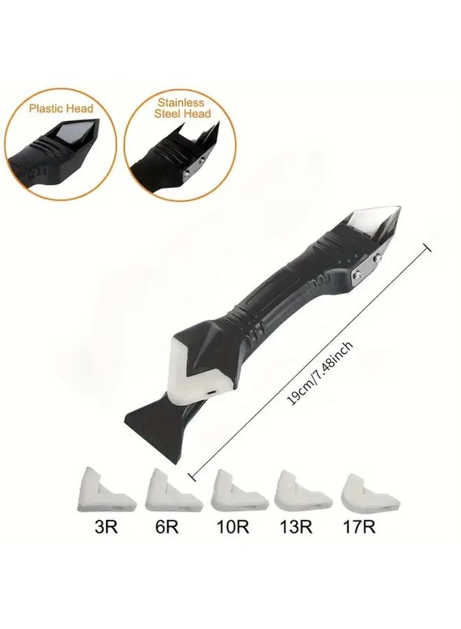 5 In 1 Silicone Scraper Sealant Smoothing Tool Set Caulking Finisher Grout Kit Floor Hand Tools - Image 4
