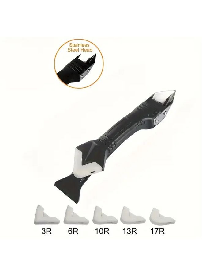 5 In 1 Silicone Scraper Sealant Smoothing Tool Set Caulking Finisher Grout Kit Floor Hand Tools - Image 1