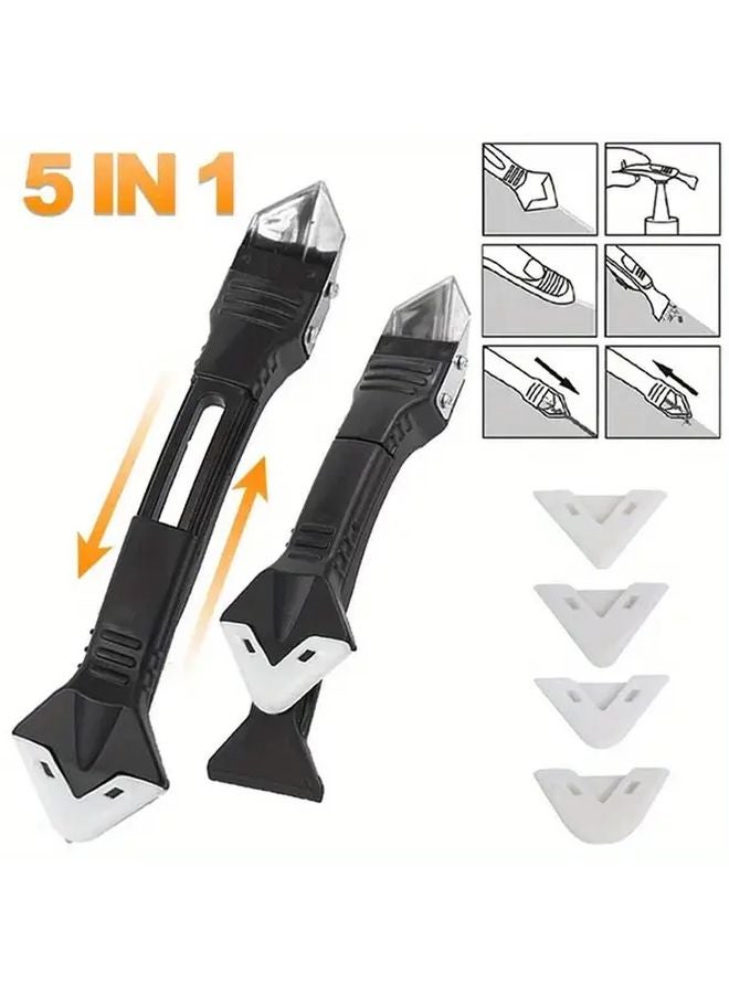 5 In 1 Silicone Scraper Sealant Smoothing Tool Set Caulking Finisher Grout Kit Floor Hand Tools - Image 3