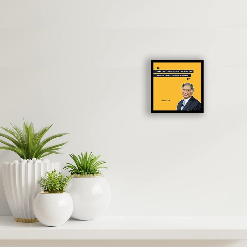 ADROS Engineered Wood Square Motivational Quotes/Great Saying by Indian Legends Photo Frame With Poster For Office Wall, Study Room, Workplace, Restaurant (Ratan Tata-1)22.9L x 22.9W Centimeter - Image 5