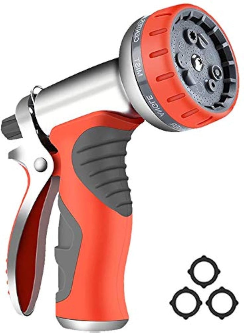 HmiLU Garden Hose Nozzle Sprayer Heavy Duty Metal High Pressure Water Gun 9 Adjustable Watering Patterns Suitable for Watering Plants Washing Cars and Showering Pets