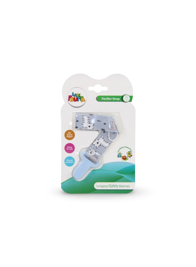 La Frutta Pacifier Strap – Baby Blue with Tiger Print - Image 1
