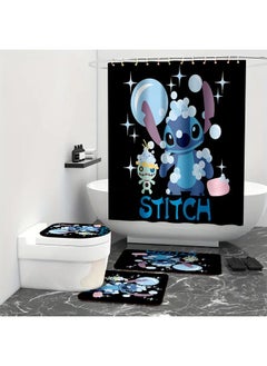 Bluejw Cross-border Stilla Shower Curtain Four-piece Waterproof Mildew Partition Curtain Star Baby Non-slip Mat  - Image 1