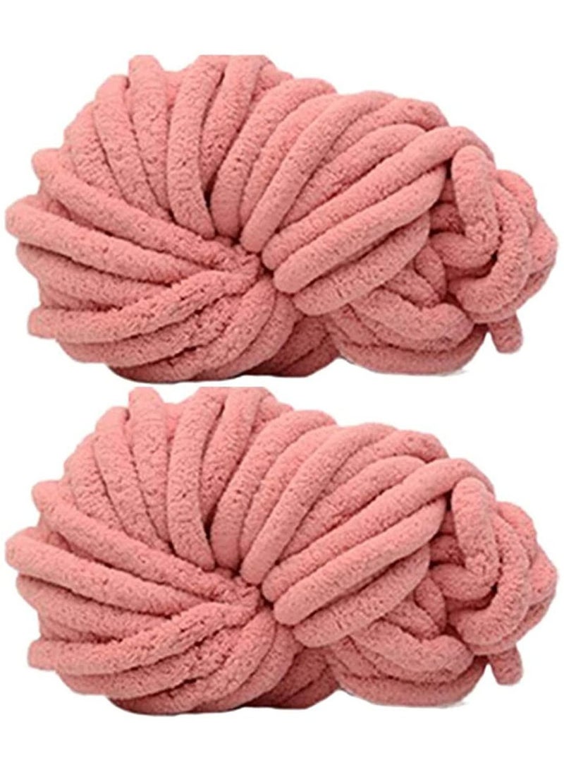Y&D 2Pcs Knitting Yarn Big Chunky Chenille for DIY Arm Hand Spin Blanket Hat Scarf Bag  - Image 1