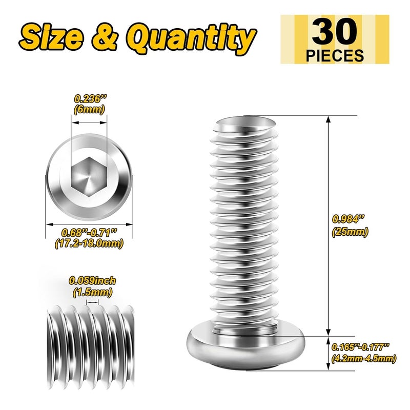 304 stainless steel flat head chamfer hexagon screw nut M10x25mm 30pcs