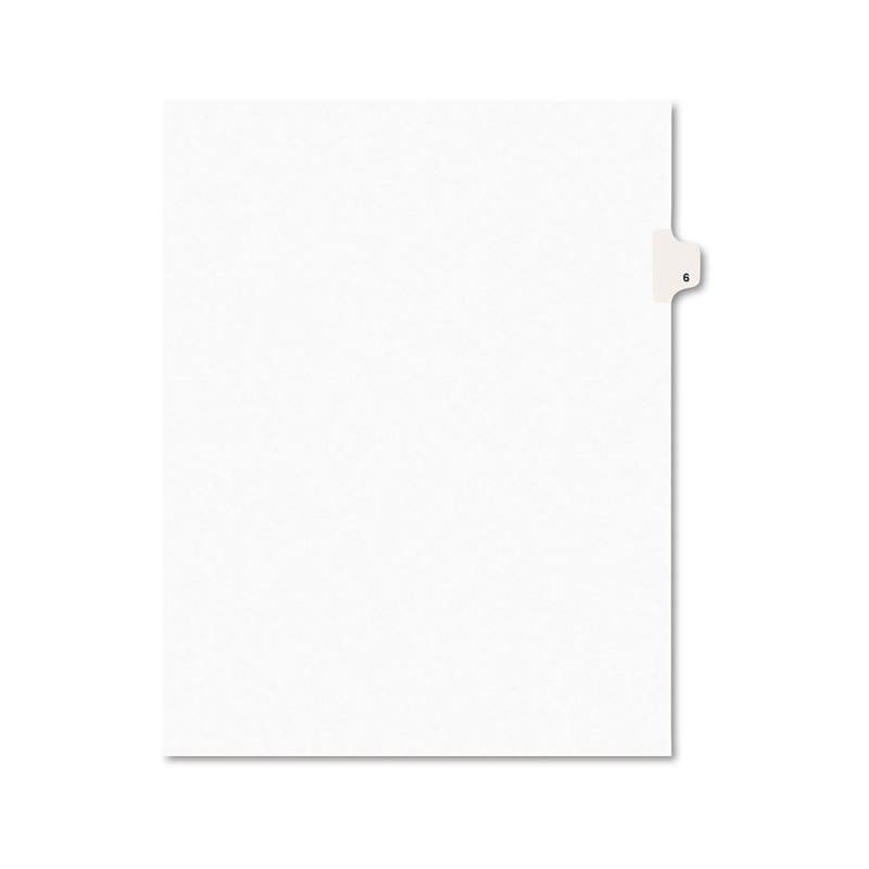 Avery Legal Exhibit Tab Dividers, Tab Title: 6, White, Letter, 25/Pack (11916) - Image 1