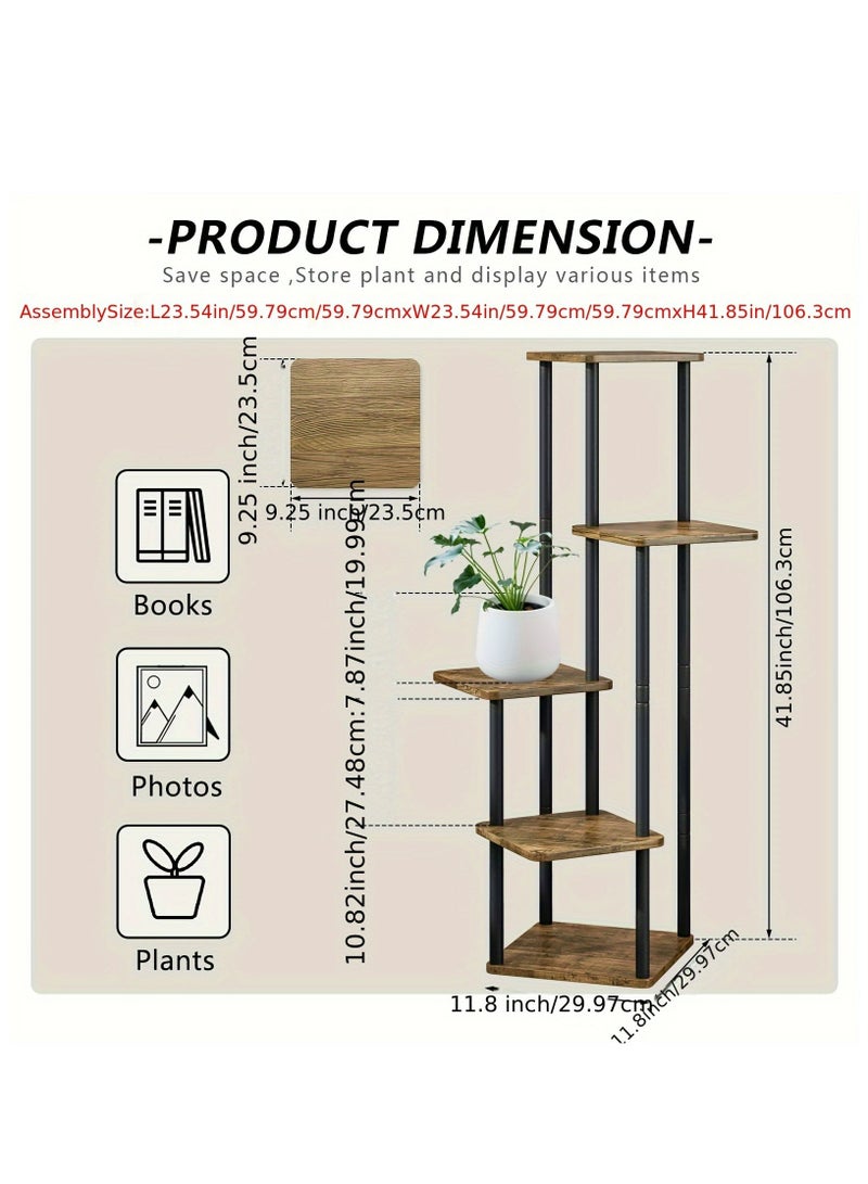 Generic Plant Stand 5 Tier Indoor Metal Flower Shelf for Multiple Plants Corner Tall Flower Holders for Patio Garden Living Room Balcony Bedroom  - Image 3