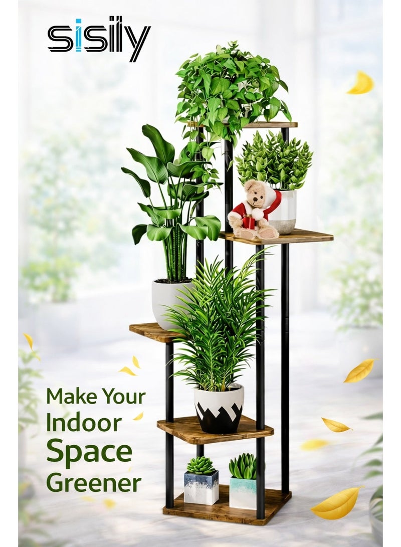 Sisily Plant Stand 5 Tier Indoor Metal Flower Shelf for Multiple Plants Corner Tall Flower Holders for Patio Garden Living Room Balcony Bedroom - Image 1