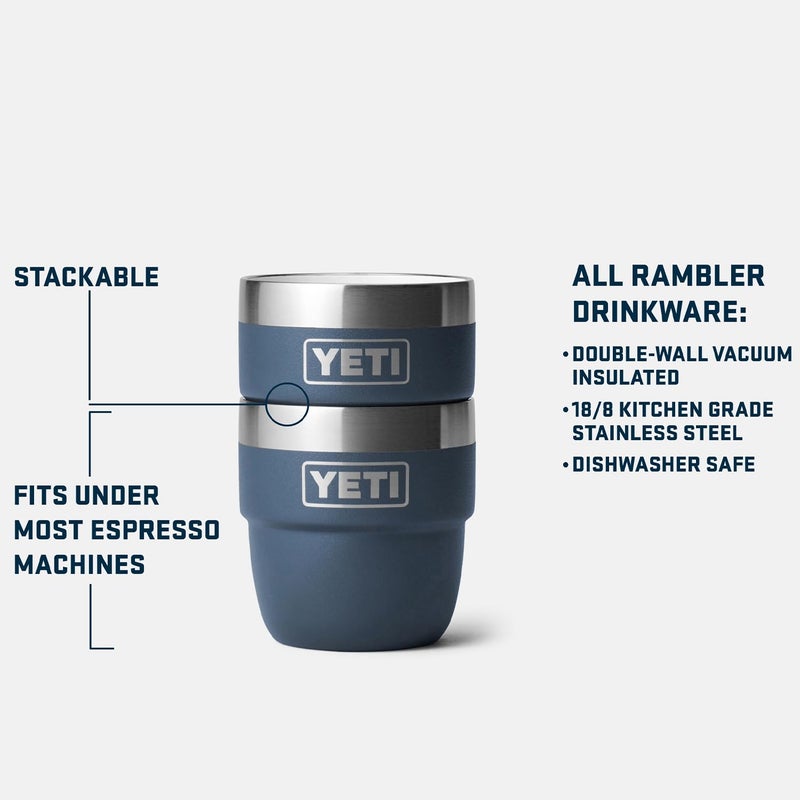 YETI Rambler 4 oz Stackable Cup, Stainless Steel, Vacuum Insulated Espresso/Coffee Cup, 2 Pack, Big Sky Blue - Image 2