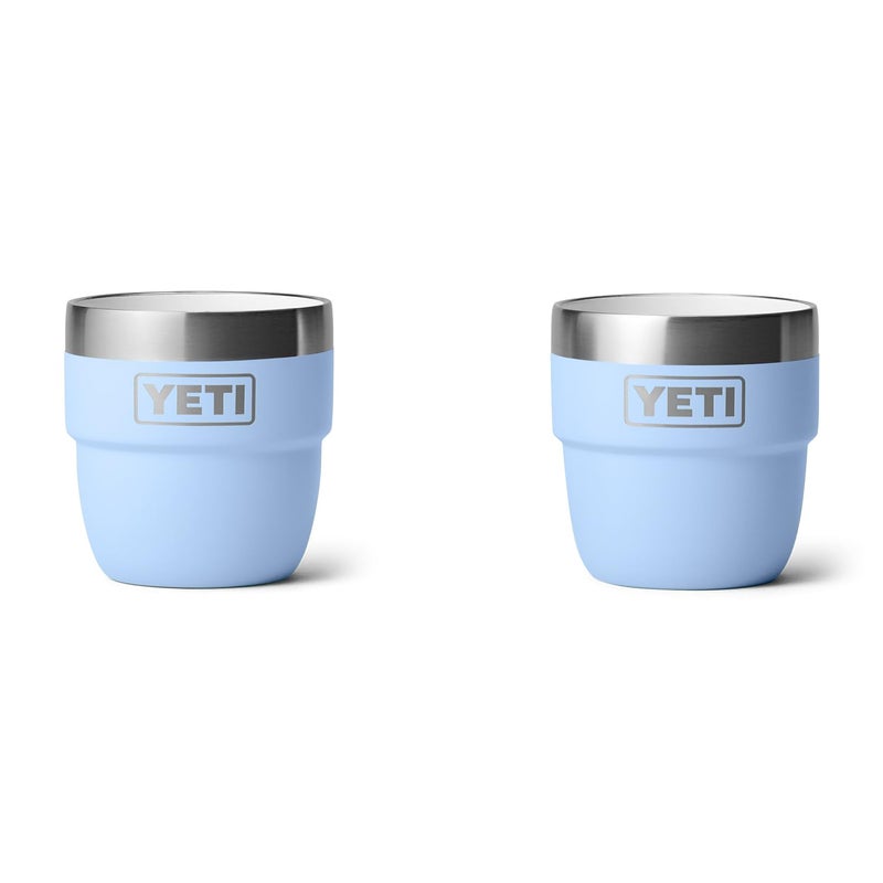 YETI Rambler 4 oz Stackable Cup, Stainless Steel, Vacuum Insulated Espresso/Coffee Cup, 2 Pack, Big Sky Blue - Image 1