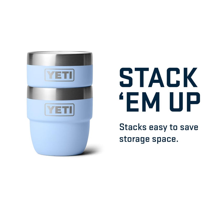 YETI Rambler 4 oz Stackable Cup, Stainless Steel, Vacuum Insulated Espresso/Coffee Cup, 2 Pack, Big Sky Blue - Image 5