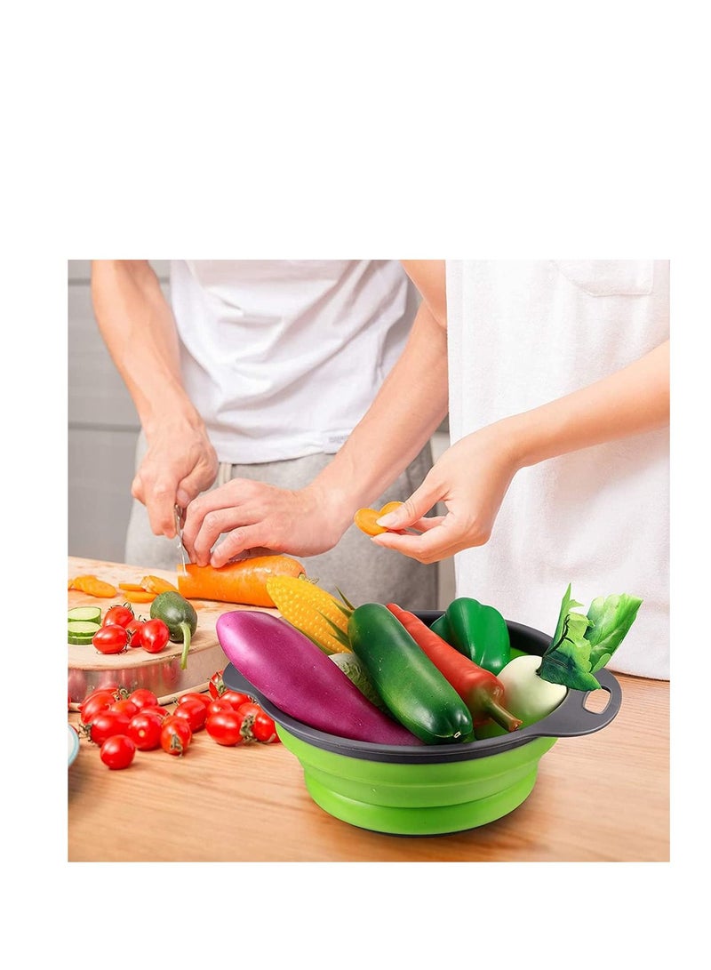 نيبمينينت Collapsible Colander Silicone Strainer Folding Heat Resistant Collander Set Kitchen Small Veggie Wash Fruit Vegetable with Handles Pasta (2 Pack) - Image 3