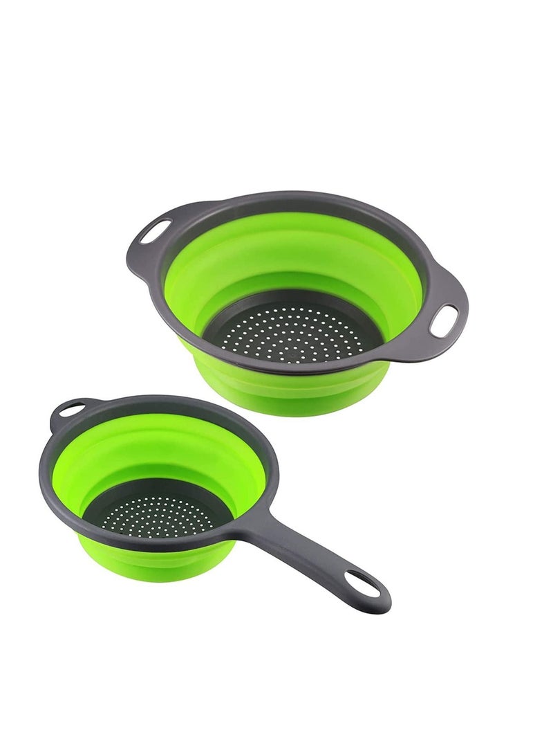 نيبمينينت Collapsible Colander Silicone Strainer Folding Heat Resistant Collander Set Kitchen Small Veggie Wash Fruit Vegetable with Handles Pasta (2 Pack) - Image 1