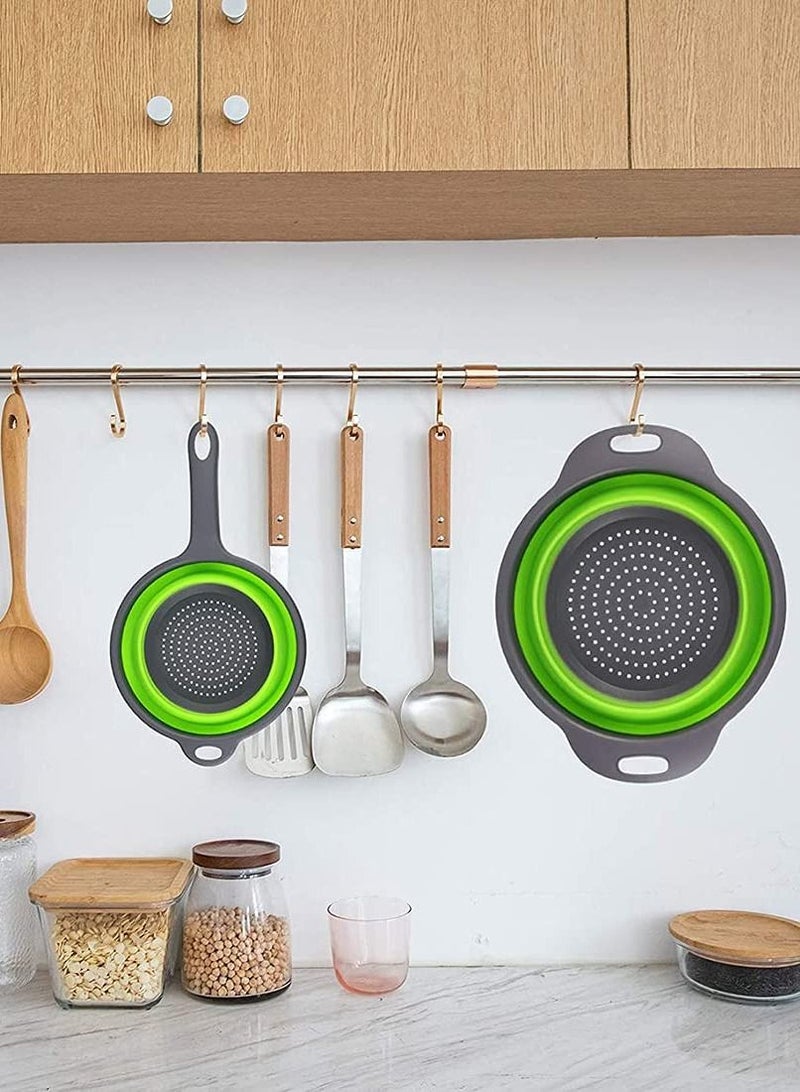 نيبمينينت Collapsible Colander Silicone Strainer Folding Heat Resistant Collander Set Kitchen Small Veggie Wash Fruit Vegetable with Handles Pasta (2 Pack) - Image 4