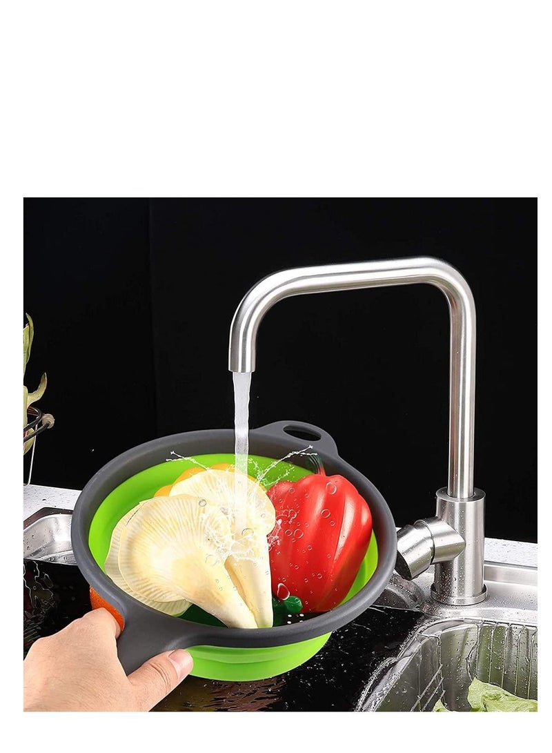 نيبمينينت Collapsible Colander Silicone Strainer Folding Heat Resistant Collander Set Kitchen Small Veggie Wash Fruit Vegetable with Handles Pasta (2 Pack) - Image 5