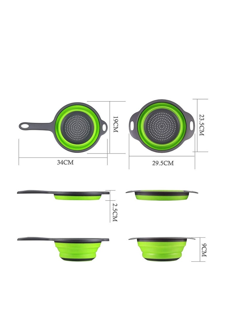 نيبمينينت Collapsible Colander Silicone Strainer Folding Heat Resistant Collander Set Kitchen Small Veggie Wash Fruit Vegetable with Handles Pasta (2 Pack) - Image 2