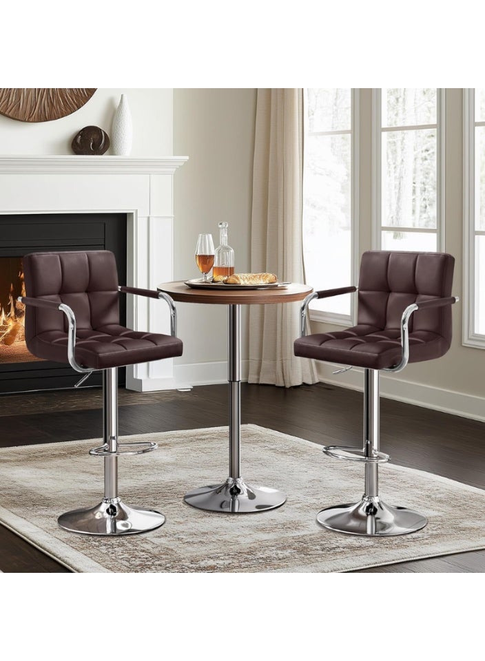 سمارت هوم كرسي بار دوّار مرتفع للمطبخ والمقهى - مقعد بتصميم عصري فاخر مع مسند ظهر ومقعد مبطن قابل لتعديل الارتفاع – كرسي طاولة بار وكاونتر للمطابخ والمطاعم والمقاهي - Image 3