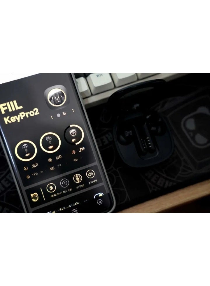 فيل سماعات أذن FIIL Key Pro 2 اللاسلكية ANC، سماعات أذن بخاصية إلغاء الضوضاء النشطة 40 ديسيبل، وقت تشغيل 30 ساعة، مقاومة للماء IPX5، اتصال متعدد النقاط بتقنية بلوتوث 5.4، سماعة أذن TWS بلوتوث - أسود. - Image 4