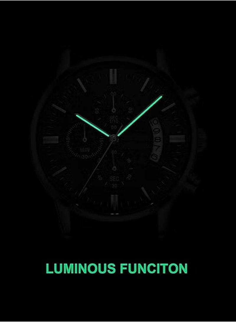 نيبوسي ساعات يد رجالية أنيقة من الفولاذ المقاوم للصدأ، كرونوغراف، مقاومة للماء، سوار من الفولاذ المقاوم للصدأ، ساعة يد كوارتز كلاسيكية تناظرية، لون أسود. - Image 5