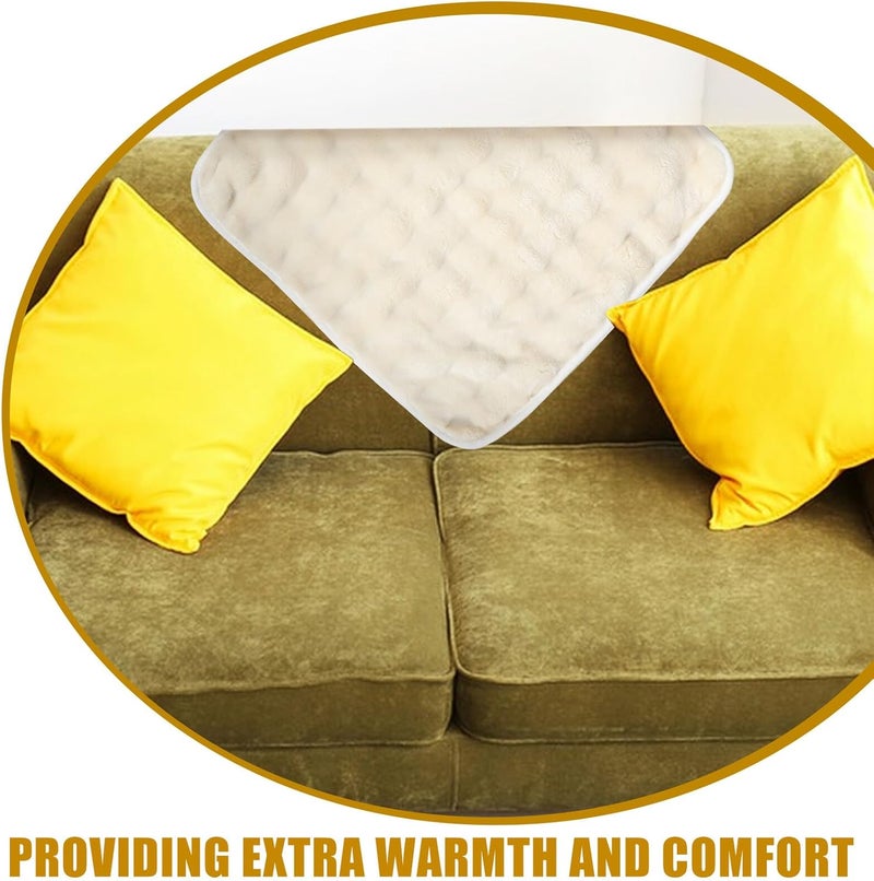 Plush Sofa Cover Non-Slip Couch Cushion Protector 70x70cm Thick Fuzzy Furniture Cover Cream White for Home Pet Friendly Slipcover - Image 3