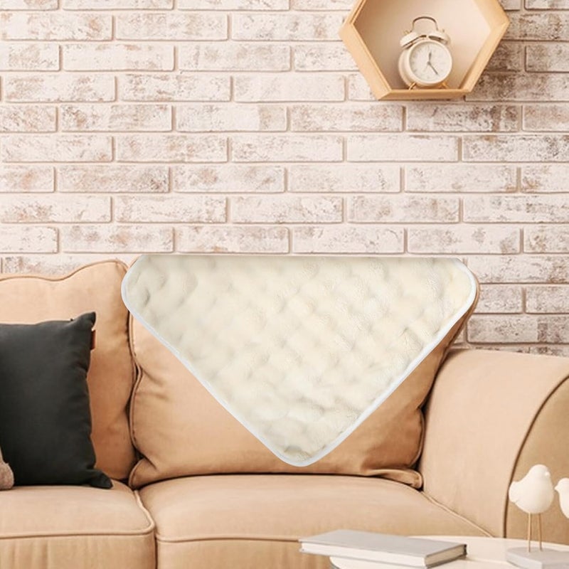 Plush Sofa Cover Non-Slip Couch Cushion Protector 70x70cm Thick Fuzzy Furniture Cover Cream White for Home Pet Friendly Slipcover - Image 4