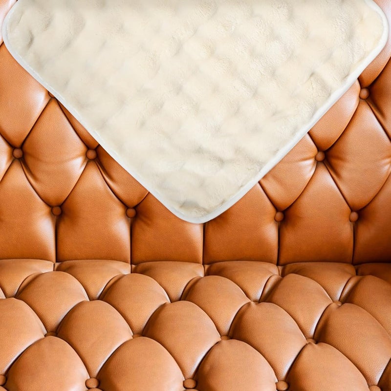 Plush Sofa Cover Non-Slip Couch Cushion Protector 70x70cm Thick Fuzzy Furniture Cover Cream White for Home Pet Friendly Slipcover - Image 5