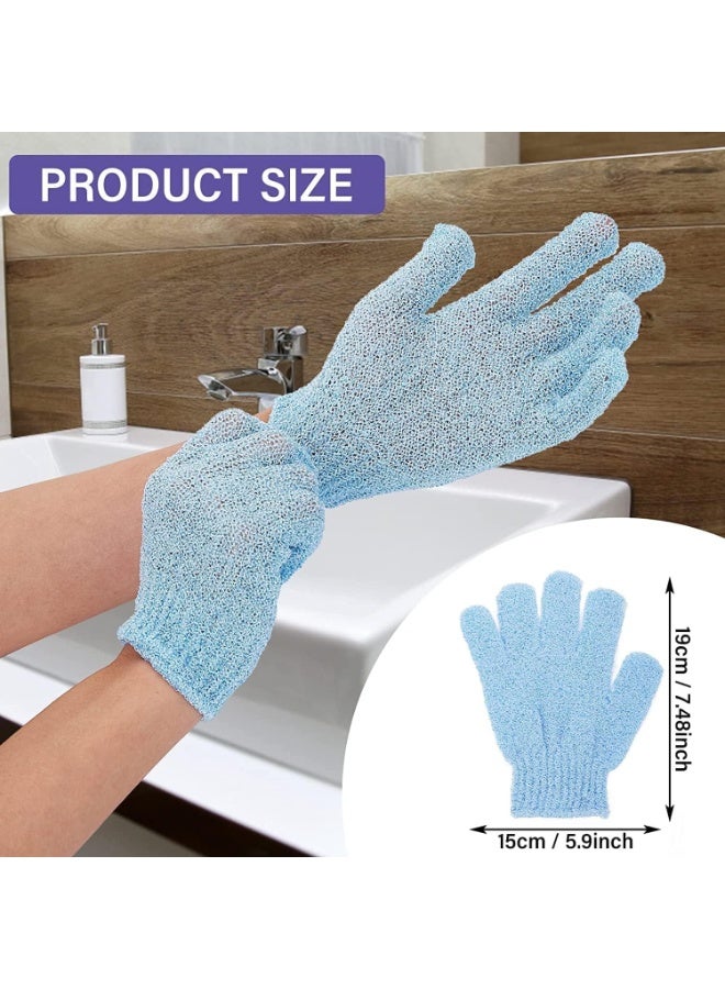 3 Pairs Bath Gloves for Shower, Natural Loofah Exfoliating Wash Gloves, Double Sided Microfibre Shower Body Gloves, for Body and Face, Dead Skin Remover, for Adults and Kids, Yellow Blue Purple - Image 2