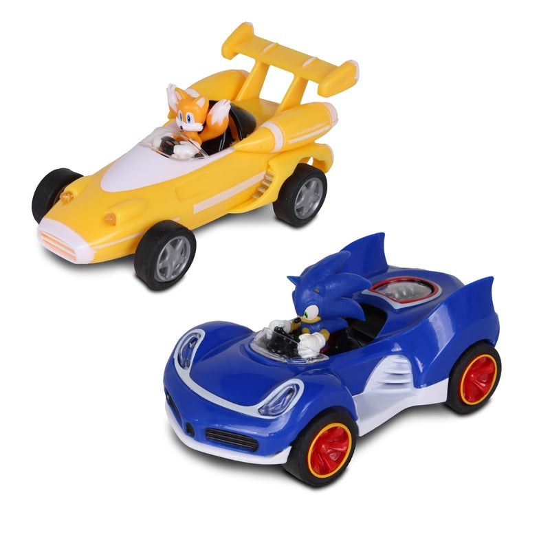 NKOK Sonic Transformed AllStars Racing 2 Pack Pull Back Action Tails and Sonic Hedgehog Two Vehicles Video Game Legends No Batteries Required Pull Back Release and Watch it go - Image 2