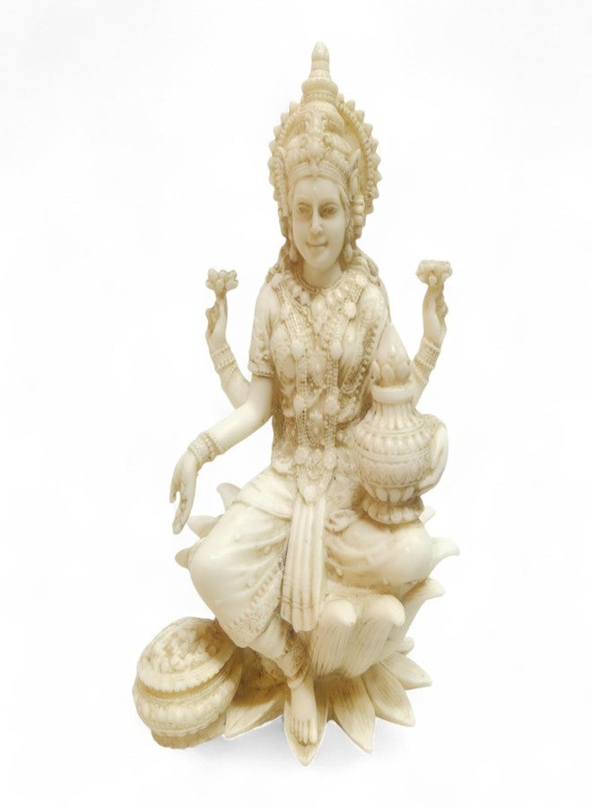 PAPILON Marble Dust Laxmi Idol Statue for Home Puja | Goddess Laxmi Murti Showpiece for Temple Pooja Room Diwali Decoration Gifts for Family Friends - Image 1