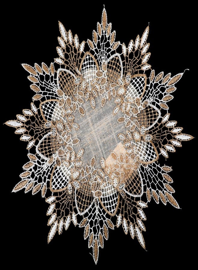 Guduling 2 Pcs Lace Placemats,11.81-Inch Crochet Doilies,Beige Lace Trim Table Decor Mat for Coffee Table, Dining Room & Kitchen and Furnitures - Image 1