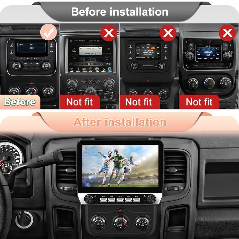 Votheon 10.1" Car Radio Stereo for Dodge RAM 1500 2500 3500 2013-2018 | Android 13 Quad-Core | 2GB+64GB | CarPlay Android Auto | WiFi Bluetooth GPS | FM AM RDS DSP | SWC | Backup Camera - Image 2
