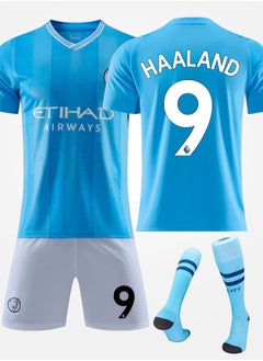M MIAOYAN Haaland Manchester City Football Club Children's Football Jersey Set with Socks  - Image 1