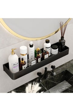 MIXDE Bathroom Shelves Wall Mounted Glass Shelf for Bathroom Floating Shelf Tempered Glass Black Bathroom Wall Organizer 2-Tier  - Image 2