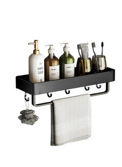 MIXDE Bathroom Shelves Wall Mounted Glass Shelf for Bathroom Floating Shelf Tempered Glass Black Bathroom Wall Organizer 2-Tier  - Image 3