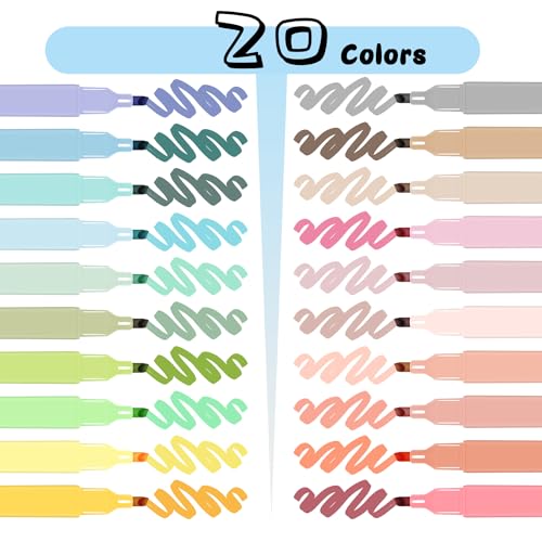 Vitoler 20Pcs Highlighters,Pastel Highlighters Set,Assorted Morandi Color Highlighter, Chisel Tip Bible Highlighter for School Office Supplies - Image 2
