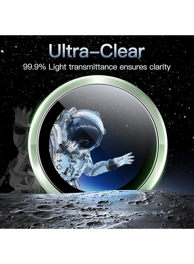 Theodor iPhone 15/ 15 Plus 2 Pcs Camera Lens Protector With 9H Tempered HD Glass Camera Cover Anti Scratch Aluminum Alloy Camera Ring, Green - Image 5