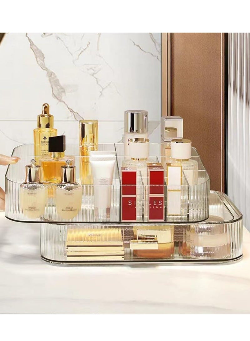 فينيكس منظم مكياج أكريليك مع أدراج قابلة للتكديس، ومنظمات وتخزين لزينة الحمام، مثالي لأسطح المكتب والخزانة، رائع لمستحضرات التجميل والعناية بالبشرة وأحمر الشفاه(منظم+1درج) - Image 1