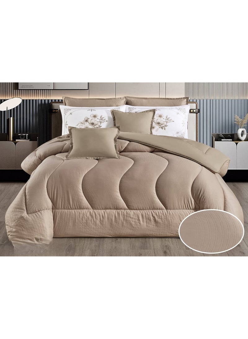 مون مفرش سرير نفر ونص 4 قطع فخم ملكي بنمط النقش ليضيف الجمال والاناقة الى غرفتك مايكروفايبر لحاف مقاس 170*220 سم - Image 1