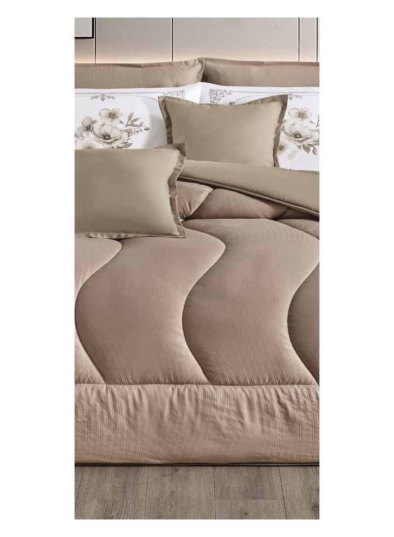 مون مفرش سرير نفر ونص 4 قطع فخم ملكي بنمط النقش ليضيف الجمال والاناقة الى غرفتك مايكروفايبر لحاف مقاس 170*220 سم - Image 3