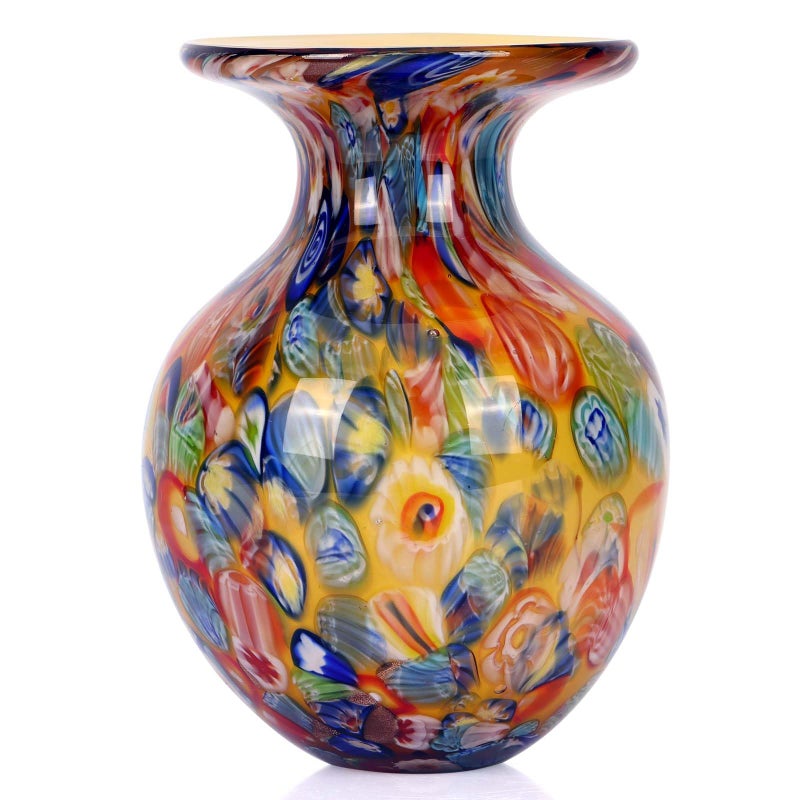 DOVDOV Hand Blown Glass vase, Colourful Glass Decorative vase, Glass Art vase for Bookshelf Coffee Table Floor Mantle Entry Table top TV Cabinet and Dining Table Centerpiece Decorative Flower vase. (Orange) - Image 1