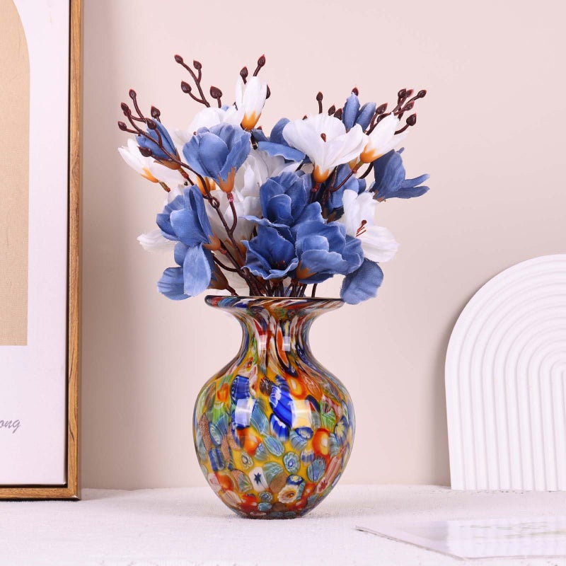 DOVDOV Hand Blown Glass vase, Colourful Glass Decorative vase, Glass Art vase for Bookshelf Coffee Table Floor Mantle Entry Table top TV Cabinet and Dining Table Centerpiece Decorative Flower vase. (Orange) - Image 3